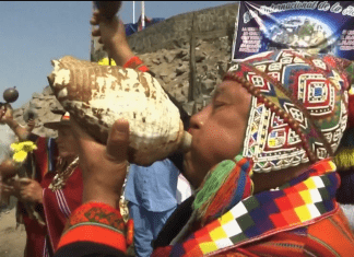Peruvian shamans perform rituals on Earth Day.