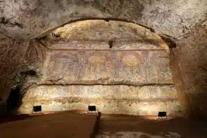 The elaborate mosaic found inside the ancient Roman house.