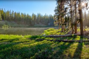 Medicine Lake sits in the Modoc National Forest, at an elevation of 6,770 feet.