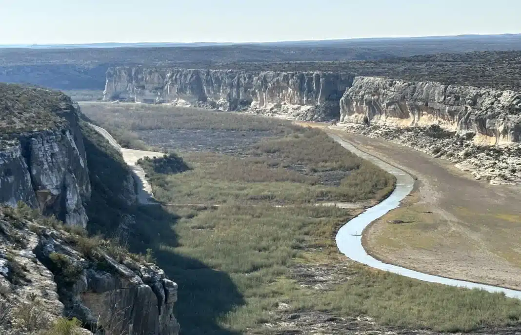 The Pecos shot from just south of the Bridge. Just out of sight it joins the Rio Grande, with Mexico beyond.