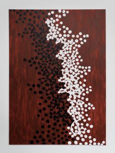 Aislan Pankararu, Encouter of White Clay With Genipapo (2023), Courtesy of Pic: Migrate Art and Christie’s