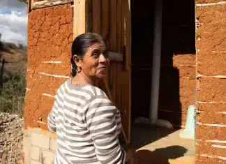 In drought-prone Oaxaca, indigenous women are reviving ancient techniques to preserve water Sofia Aguilar, 63, enters her daughter’s composting bathroom, constructed with adobe walls, in the Xixovo community on 5 December 2023 (Credit: Stephania Corpi Arnaud)