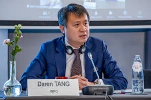 WIPO Director General Daren Tang delivers remarks at the TM5 Meeting held in Brussels, Belgium, on October 24, 2022. Nicolas Economou
