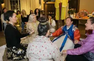 In the Indigenous circle, Aká Hansen sings a traditional Inuit song.Arin Yoon