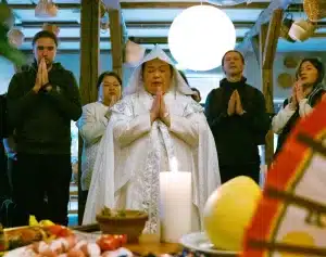 Helena Soholm closes the ceremony with a blessing.Arin Yoon