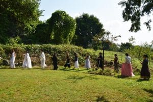 Helena Soholm leads a pilgrimage at Ureuk World Music House in Chungju, North Chungcheong Province, Oct. 11. Courtesy of Bereket Alemayehu