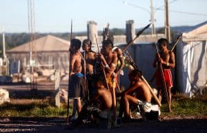 Indigenous people occupy the construction site of a hydropower plant in Mato Grosso in the Amazon, Brazil. REUTERS/Lunae Parracho Purchase Licensing Rights