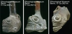 Three original skull whistles from the collection of the Ethnological Museum in Berlin. (Claudia Obrocki)