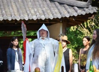 Korean American leads shamanic pilgrimage to Ureuk World Music House Helena Soholm performs a shamanic ritual at Ureuk World Music House in Chungju, North Chungcheong Province, Oct. 11. Courtesy of Bereket Alemayehu