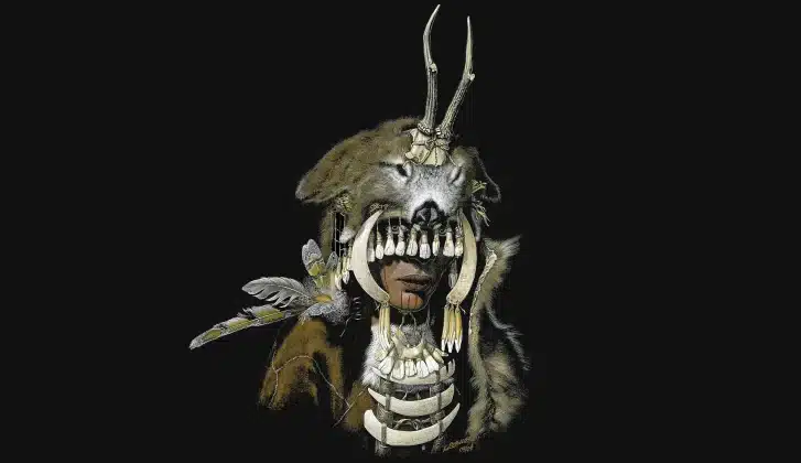 Artistic impression of the Bad Dürrenberg shaman in full regalia (Image credit: © LDA Sachsen-Anhalt, Karol Schauer, modified by Birte Janzen)