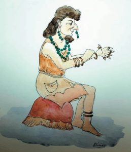 Reconstruction of a shaman woman; note bone rings on six fingers. Credit: M. Kunin