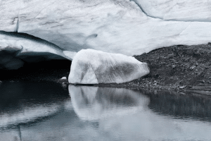 Ice is seen on the Pastoruri glacier in the Peruvian Andes, Peru, May 7, 2024. The shifting climate is also affecting where and how winter sports are carried out. Peru's Pastoruri glacier used to host ski competitions. Now it's a glacier in extinction, with the remaining ice field cordoned off because of the risk of ice fall.
