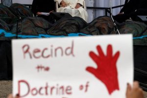 There were calls from Indigenous people to rescind the Doctrine of Discovery. (Reuters: Guglielmo Mangiapane )