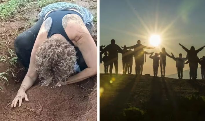 Participants in an unusual spiritual retreat in Brazil are buried alive. (Image: Personal Archive)