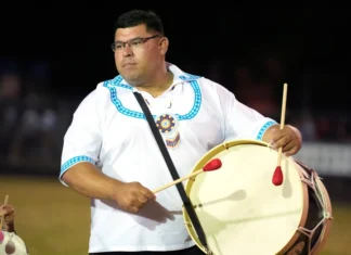 Mississippi Choctaw dictionary project helps tribe preserve language Mississippi Band of Choctaw Indians Tribal Chief Cyrus Ben plays the drumming cadence prior to a World Series of Stickball title game, July 13, 2024, in Choctaw, Miss. (AP Photo/Rogelio V. Solis, File)