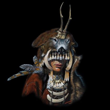 Artistic reconstruction of the Bad Dürrenberg shaman wearing her feather-decorated attire. Credit: Karol Schauer, State Office for Heritage Management and Archaeology Saxony-Anhalt